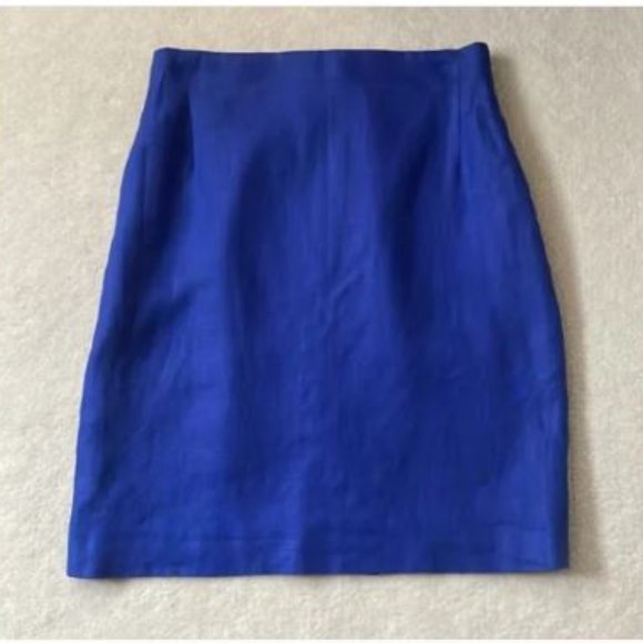 Vintage Cobalt Blue Linen Skirt - Picture 3 of 10
